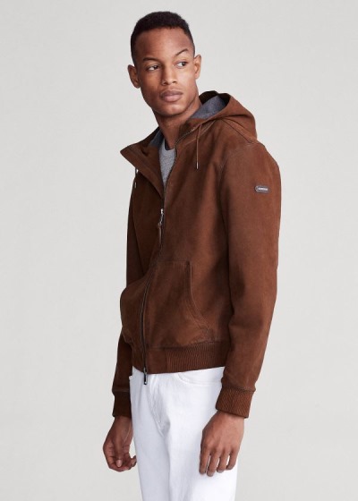 Men's Polo Ralph Lauren Hillcrest Leather Hooded Jackets | 763129ONI